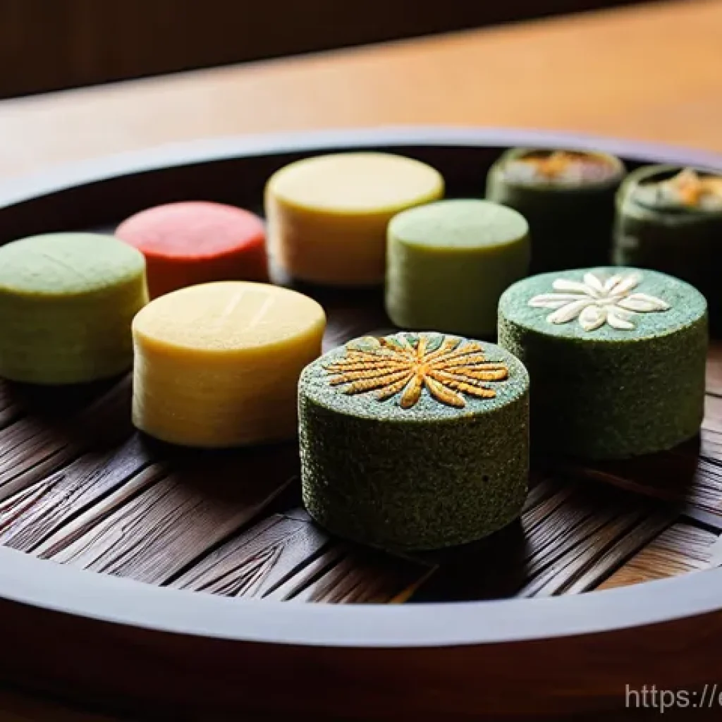 한국 전통 다과 - **"Dasik" - Artistry and Delicate Balance:**
A beautifully composed close-up shot of a variety o...