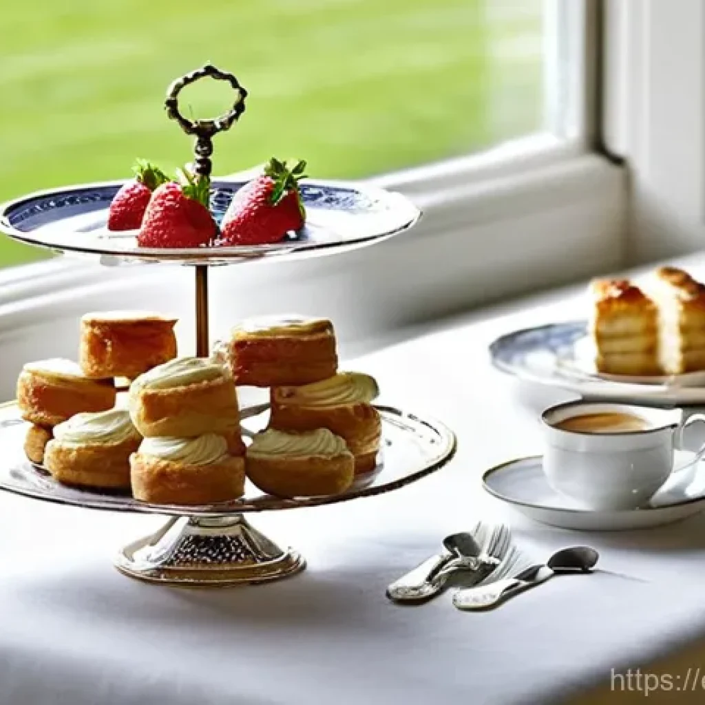 유럽 티푸드 문화 - **Prompt 1: Classic British Afternoon Tea Elegance**
    "A serene and elegant scene set in a tradit...